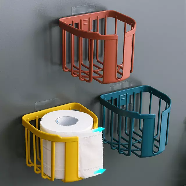 - bathroom accessories টয়লেট পেপার শেল্ফ বাথরুম রান্নাঘর টিস্যু বক্স ওয়াল-মাউন্টড স্টিকি পেপার স্টোরেজ বক্স টয়লেট পেপার হোল্ডার রোল পেপার - bathroom accessories