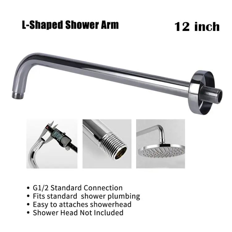 14" Wall Ceiling Round Shower Arm/ shower Pipe Round Shape Stainless Steel Chromed Bathroom Shower Accessories