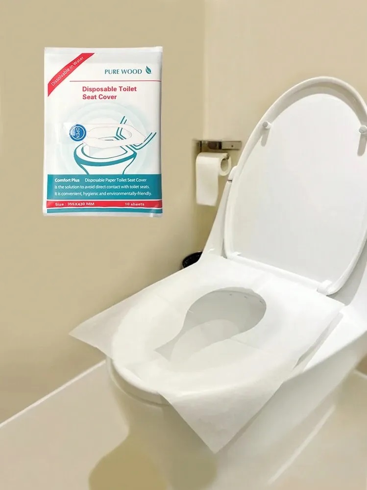 10Pcs/Pack Biodegradable Travel Disposable Toilet Seat Covers – High-Quality Paper Travel Toilet Cover for Hotel, Market, Airport, Airplane & Public Toilets Soluble eco friendly Toilet Mat